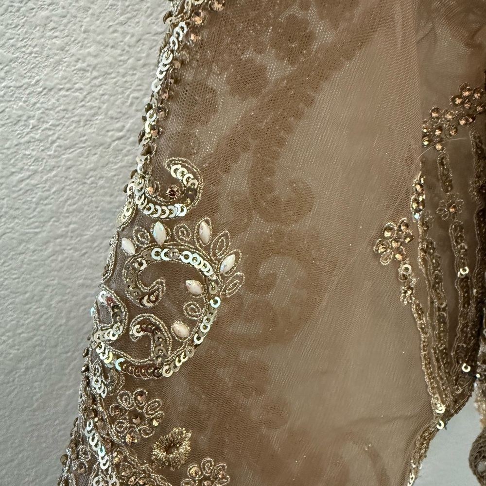 Elegant Gold Embroidered Saree - Picture 11 of 11
